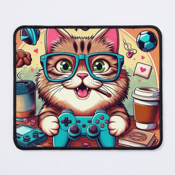 Item preview, gamer cat designed and sold by Greydate.