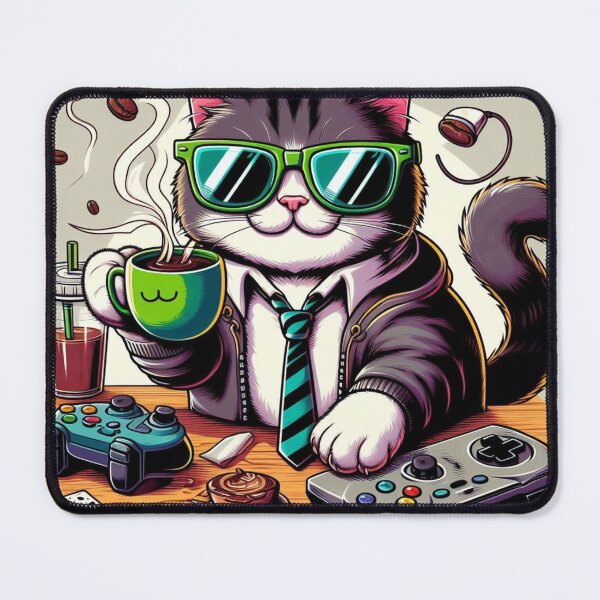 Item preview, gamer cat designed and sold by Greydate.