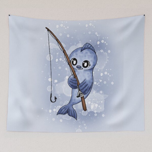 Item preview, cute fish angler fishing fishing rod designed and sold by Pezi-Creation.