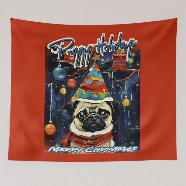 Item preview, Pug HAPPY HOLIDAYS 92 MERRY CHRISTMAS PUGGY HOLIDAYS designed and sold by RedBluffTraders.