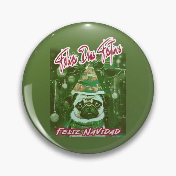 Item preview, Pug HAPPY HOLIDAYS 92 MERRY CHRISTMAS FELIZ NAVIDAD  designed and sold by RedBluffTraders.