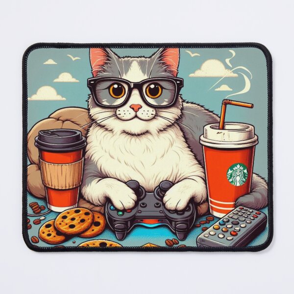 Item preview, gamer cat designed and sold by Greydate.