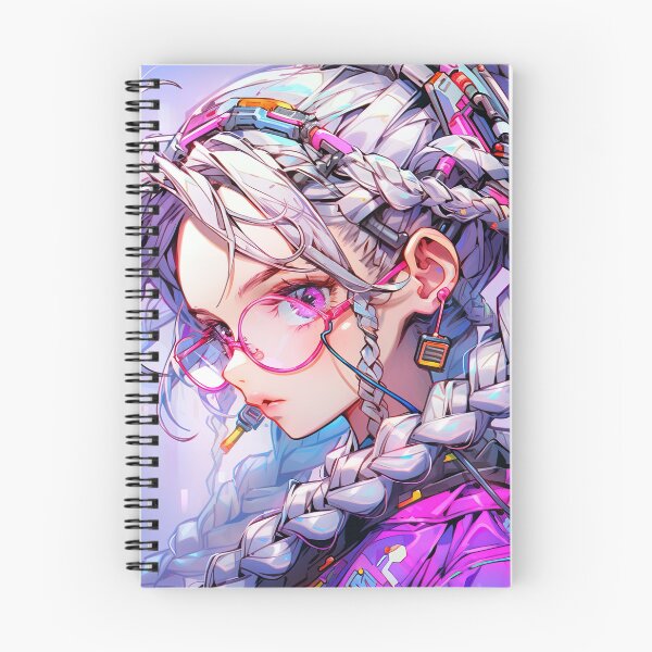 Item preview, Futuristic Pink Cyberpunk Glasses Braids Anime Girl designed and sold by bubblegoth.