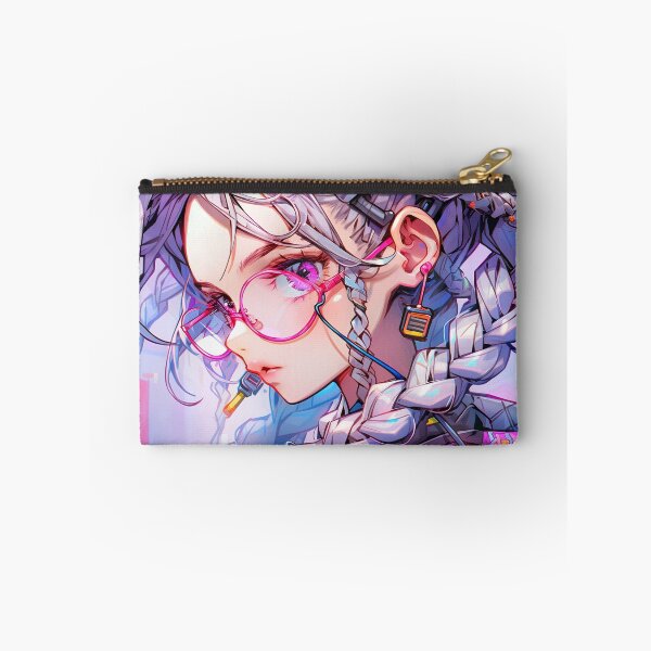 Item preview, Futuristic Pink Cyberpunk Glasses Braids Anime Girl designed and sold by bubblegoth.