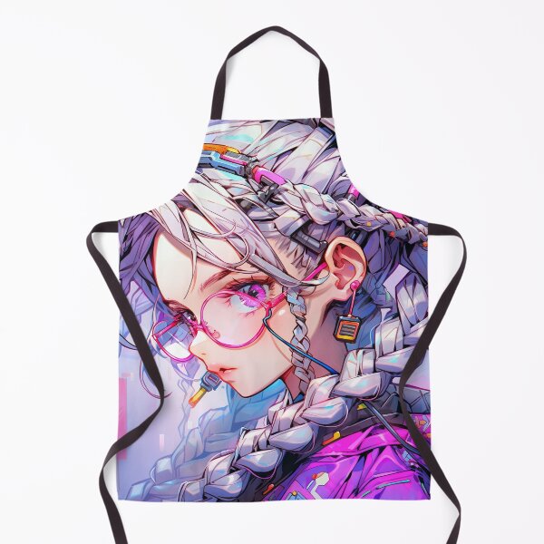 Item preview, Futuristic Pink Cyberpunk Glasses Braids Anime Girl designed and sold by bubblegoth.