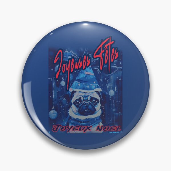 Item preview, Pug HAPPY HOLIDAYS 92 MERRY CHRISTMAS Joyeux Noël designed and sold by RedBluffTraders.
