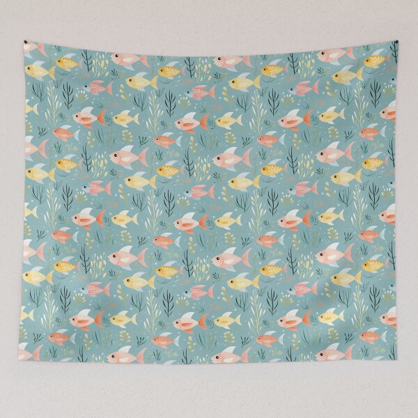 Item preview, Pastel fish pattern  designed and sold by FatBirdie.