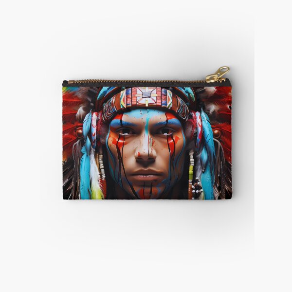 Item preview, Indigenous man with colored feather headdress designed and sold by CollorTrend.