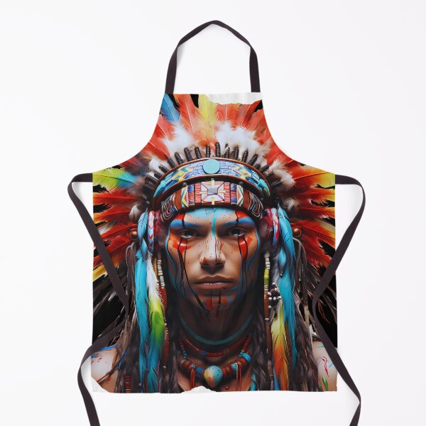 Item preview, Indigenous man with colored feather headdress designed and sold by CollorTrend.