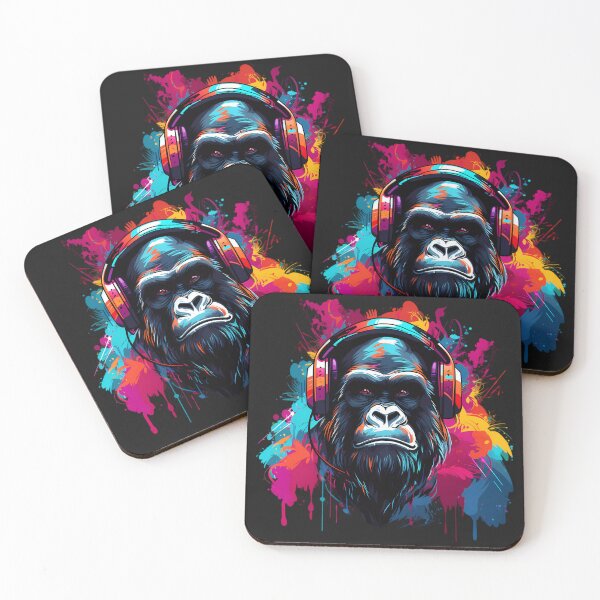 Item preview, Gorilla listening to music  designed and sold by Linework Studio.