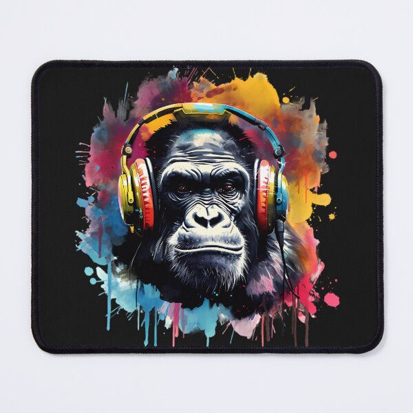 Item preview, Gorilla listening to music designed and sold by Linework Studio.