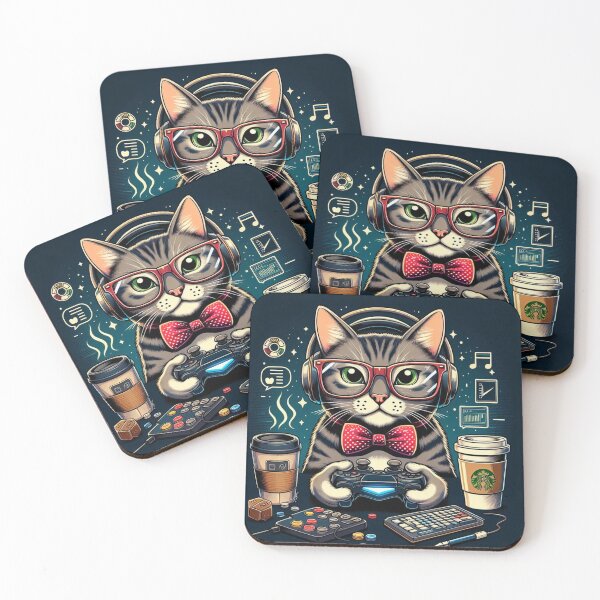 Item preview, gamer cat designed and sold by Greydate.