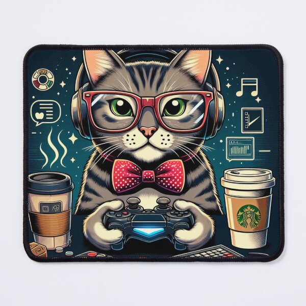 Item preview, gamer cat designed and sold by Greydate.