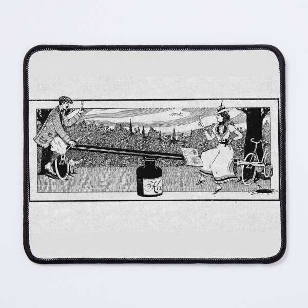 Item preview, Artistic cyclists on a seesaw- vintage book illustration.  designed and sold by stevepaint.