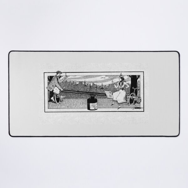 Item preview, Artistic cyclists on a seesaw- vintage book illustration. designed and sold by stevepaint.