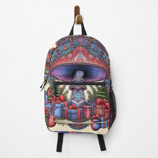 Item preview, Psychedelic Mushroom Christmas psilocybin Cottagecore Mandala Xmas Scandinavian Nordic Red Purple Blue designed and sold by CoffeeIsATrip.