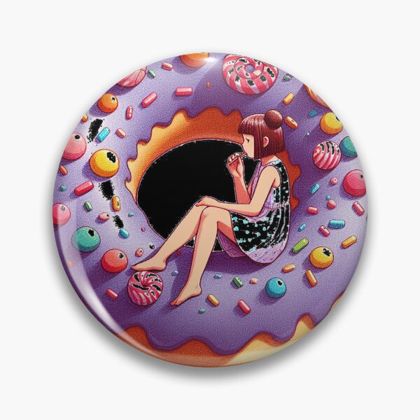 Item preview, A Girl Enjoying a Giant Donut Surrounded by Candy designed and sold by autrouvetout.