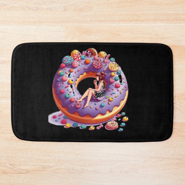 Item preview, A Girl Enjoying a Giant Donut Surrounded by Candy designed and sold by autrouvetout.