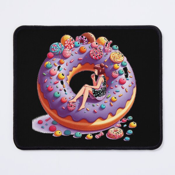 Item preview, A Girl Enjoying a Giant Donut Surrounded by Candy designed and sold by autrouvetout.