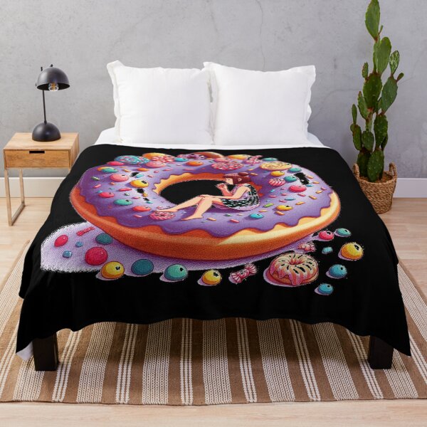 Item preview, A Girl Enjoying a Giant Donut Surrounded by Candy designed and sold by autrouvetout.