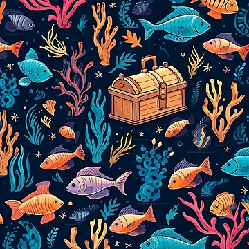 Artwork thumbnail, Fish Tank Treasure Pattern by Rustybaker28