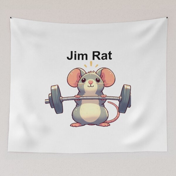 Item preview, Copy of Cute Rat with "GYM RAT" logo Lifting Barbell designed and sold by ArsiStrenght.
