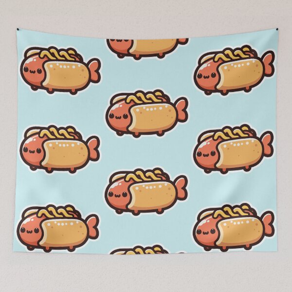 Item preview, Hotdog Fish - Playful Foodie Delight designed and sold by DokiDoki-Design.