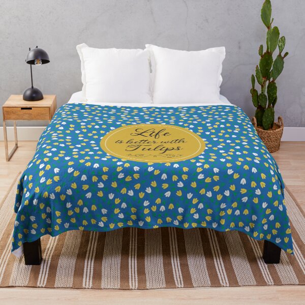 Item preview, Life is better with Tulips - Blue yellow graphic pattern designed and sold by MagaliC.