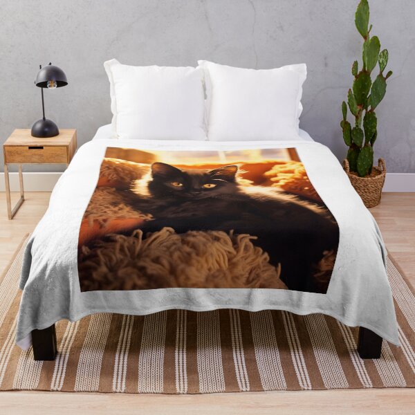 Item preview, Cute black cat lounges in fluffy cushions designed and sold by Shirtastically.