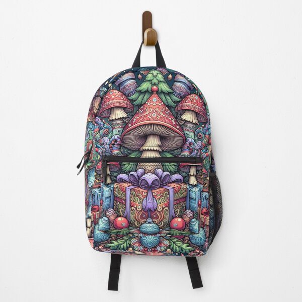 Item preview, Psychedelic Lotus Mushroom Christmas psilocybin Cottagecore Mandala Xmas Scandinavian Nordic Green Pink designed and sold by CoffeeIsATrip.