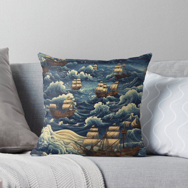 Item preview, Surreal Pirate Ships in Stormy Dreamlike Sea designed and sold by sleazaglobal.