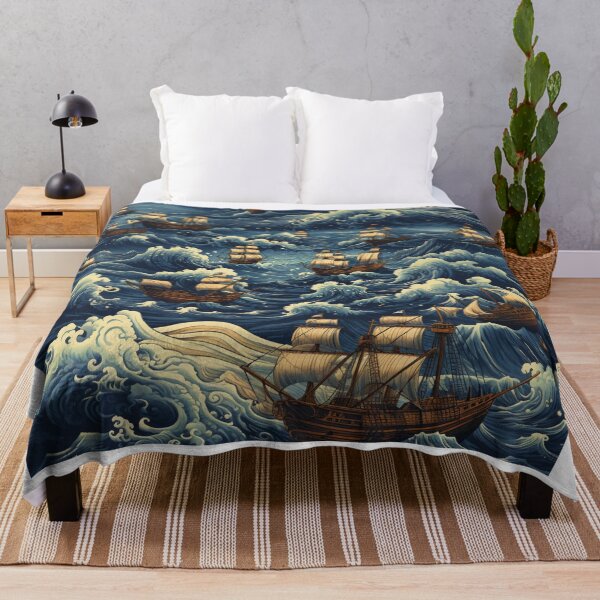 Item preview, Surreal Pirate Ships in Stormy Dreamlike Sea designed and sold by sleazaglobal.