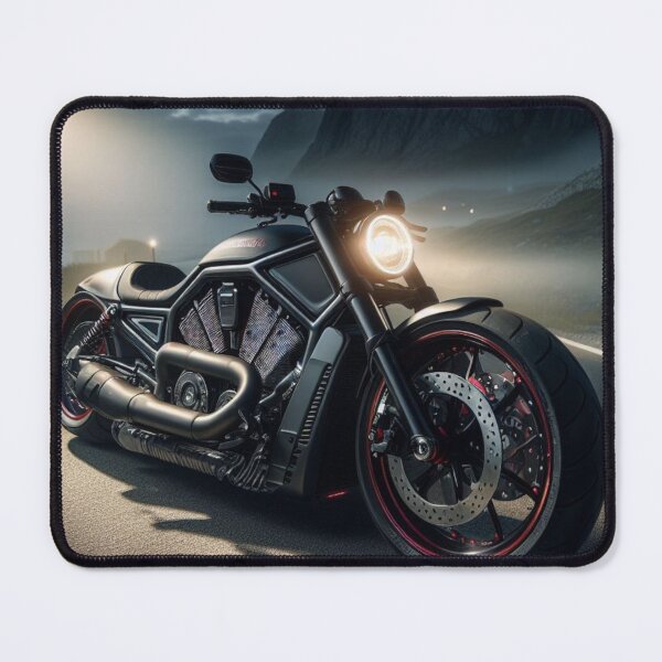 Item preview, black custom motorcycle stopped on the road designed and sold by RockPalette.