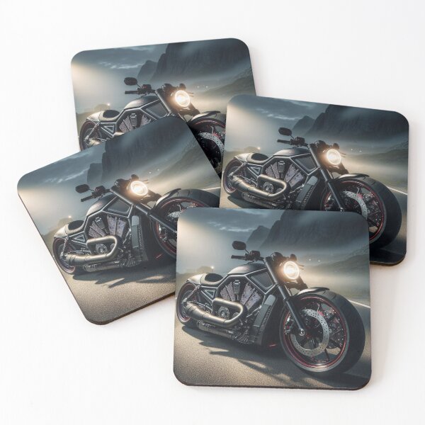 Item preview, black custom motorcycle stopped on the road designed and sold by RockPalette.