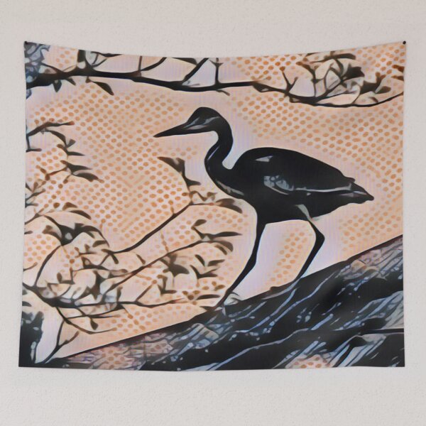Item preview, Hungry Heron In Pointillism designed and sold by Fearless-Fox.