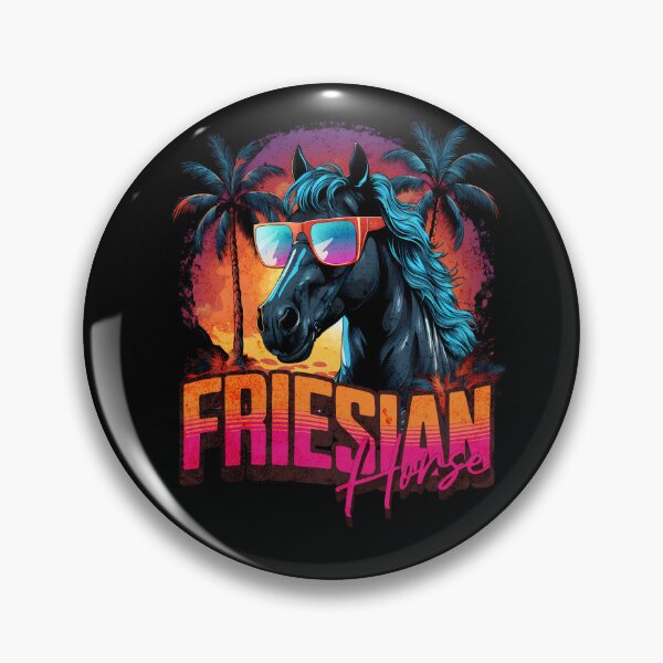 Item preview, Retro Wave Friesian Horse Miami Vibe designed and sold by RedDesignSyc.