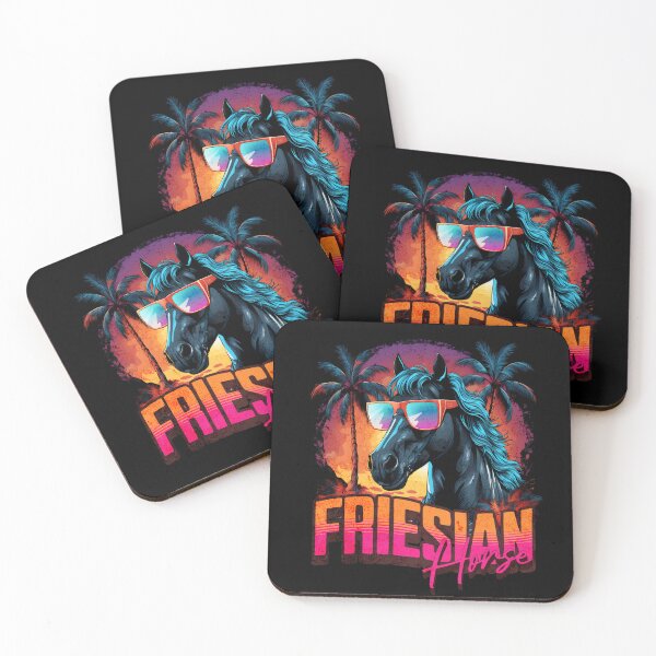 Item preview, Retro Wave Friesian Horse Miami Vibe designed and sold by RedDesignSyc.