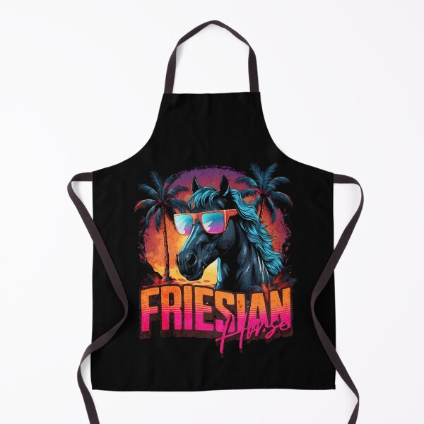 Item preview, Retro Wave Friesian Horse Miami Vibe designed and sold by RedDesignSyc.