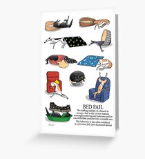 Greyhound Glossary: Bed Fail. A Redbubble exclusive design Greeting Card