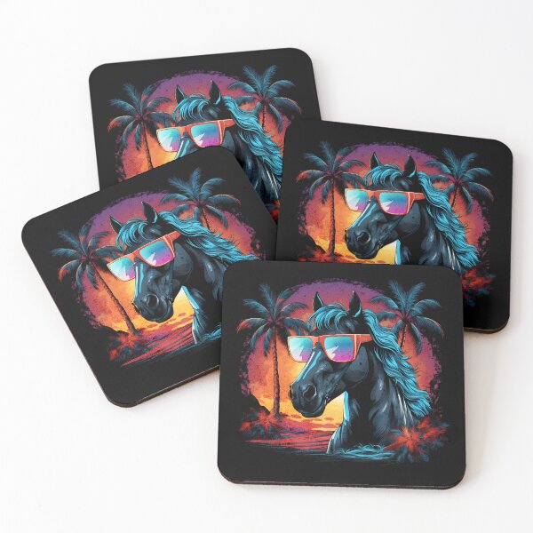 Item preview, Retro Wave Friesian Horse Good Vibe designed and sold by RedDesignSyc.