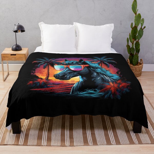 Item preview, Retro Wave Friesian Horse Good Vibe designed and sold by RedDesignSyc.