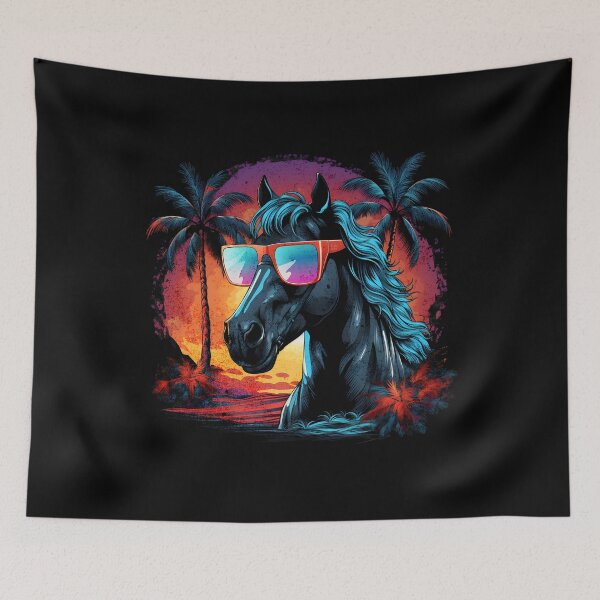 Item preview, Retro Wave Friesian Horse Good Vibe designed and sold by RedDesignSyc.
