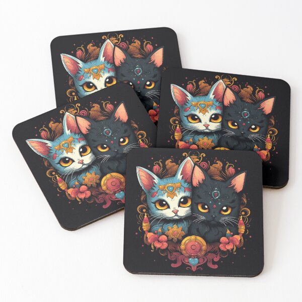 Item preview, Tattoo Inspired Art Print } Gothic Cats designed and sold by Ashburnsmum2018.