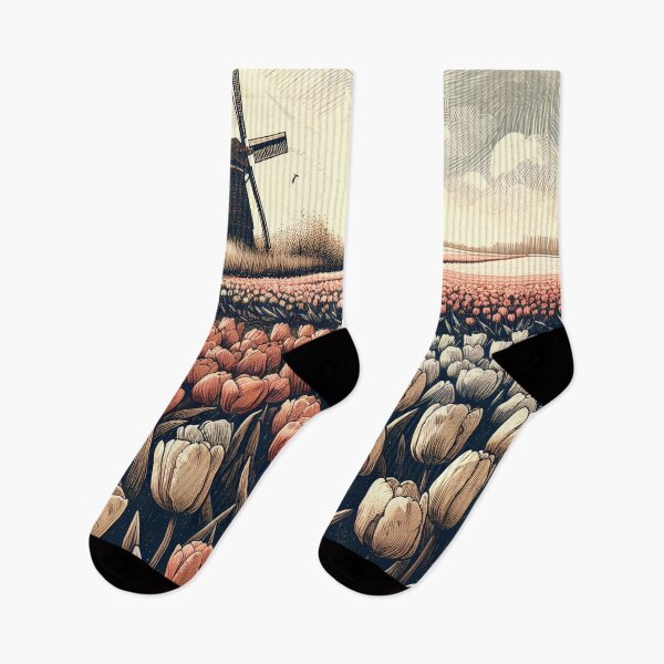 Item preview, Whispering Windmills amid Blooming Tulips designed and sold by PictorialWhimsy.