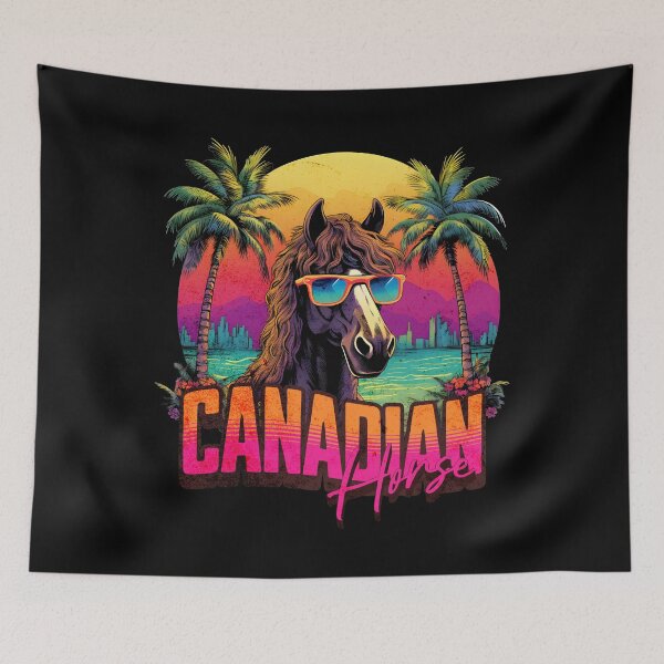 Item preview, Retro Wave Brown Canadian Horse Good Vibes  designed and sold by RedDesignSyc.