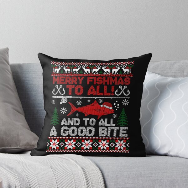 Aperçu de l'œuvre Joyeux Fishmas à tous, et à tous une bonne bouchée pull de Noël moche créée et vendue par Smix Pixels.