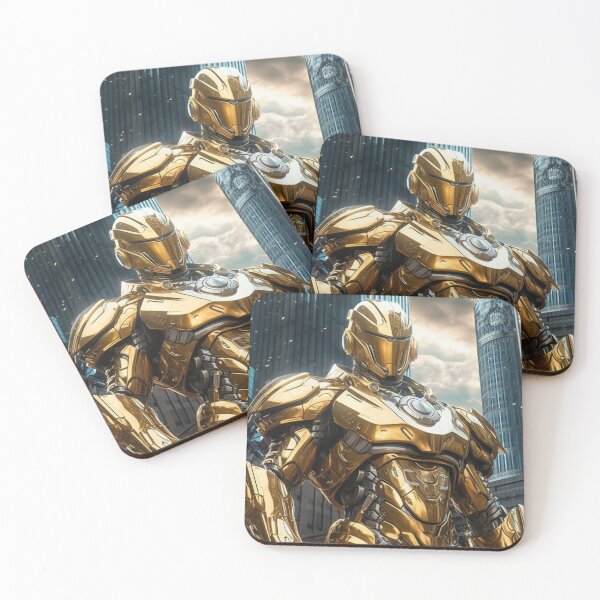 Item preview, gold knight digital art future armor cyborg robot  designed and sold by UILOVE.