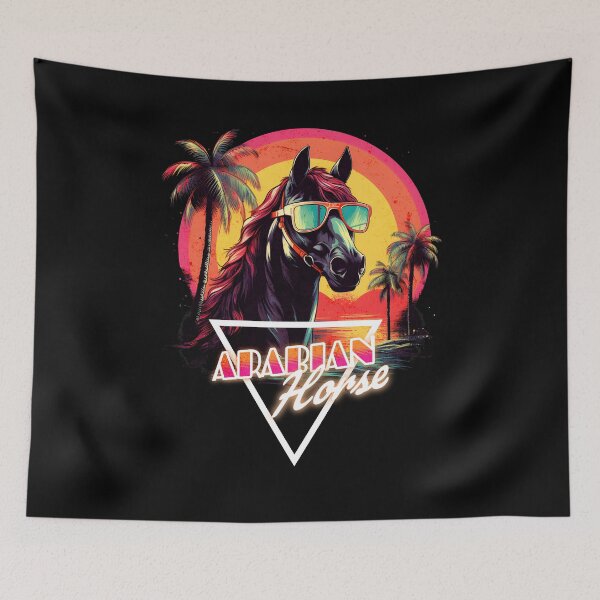 Item preview, Retro Wave Arabian Horse Vibes designed and sold by RedDesignSyc.