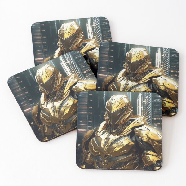 Item preview, gold knight digital art future armor cyborg city designed and sold by UILOVE.