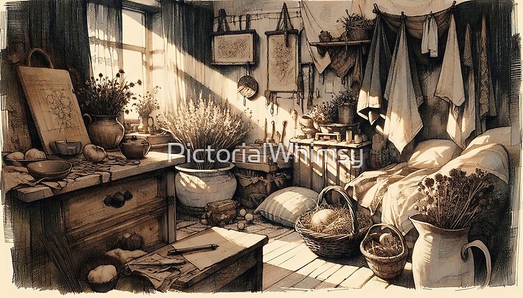 Rustic homestead landscape — atmospheric countryside art print